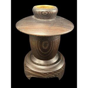 Vintage Yukimi Lantern Japanese Hardwood Candle Holder OCM Japan w Sticker 7"